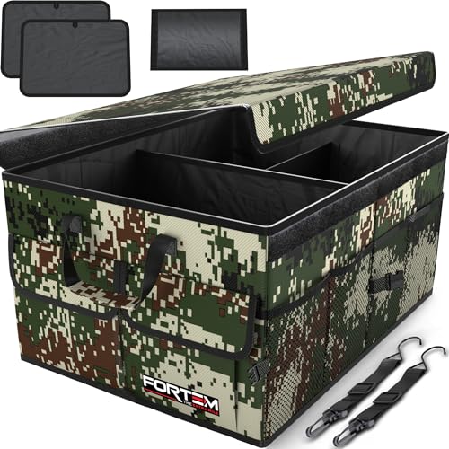 FORTEM Trunk Organizer For SUV Car Trunk Organizer, Foldable Storage, Car Accessories for Women Men, Collapsible Bag, 600D Oxford, Non Slip Bottom, Straps, Soft Cover (50L) - color: Forest Camo, size: Medium (50L)