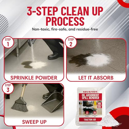 SHURFOOT 3lb Non-Slip Oil Absorbent - Provides Ice Traction & Vapor Suppression - Spill Control for Blood, Water & Oils - USDA Approved - Floor Dry Absorbent Odorless - Fire-Safe & Dustless - size: 3 LB