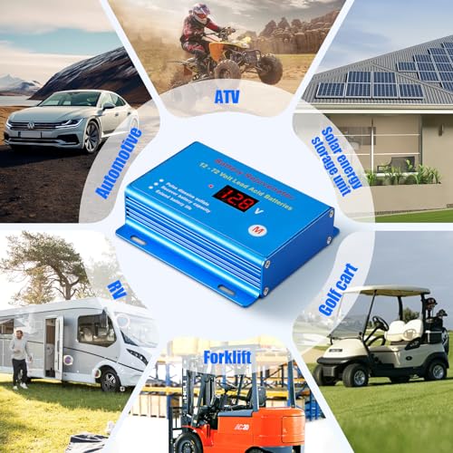 Battery Desulfator Reconditioner for 12V–72V Lead-Acid Batteries, Pulse Repair to Restore & Extend Battery Life – Works with AGM, Gel, VRLA, SLA, Flooded – for Car, RV, Solar, Marine, Golf Cart