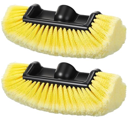 Tanlade 2 Pcs Car Wash Brush Head with Soft Detailing Bristle Flow Through Car Cleaning Brush Exterior Wash Equipment for Auto Truck RV Boat Camper(12 Inch,Yellow) - color: Yellow, size: 12 Inch