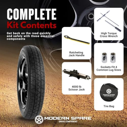 Modern Spare Complete Compact Spare Tire Kit With Carrying Case - Fits 2025-2026 Subaru Forester Hybrid Models