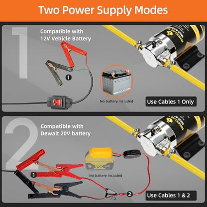 100W Electric Oil Change Extractor Pump, 1-4L/min Oil Transfer Pump for Engine/Transmission/Gear Oil Change, Compatible with DeWalt 20V Battery(Oil Pump-B+Yellow Adapter) - color: Oil Pump-B+Yellow Adapter