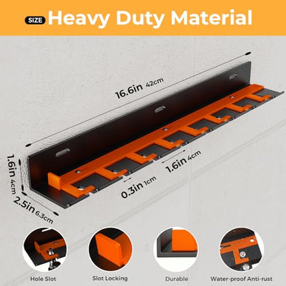 Air Tool Holder, Air Tool Rack for Garage Walls and Tool Cart Storage Organizer，Wall Mounted Lockable Pneumatic Tool Hanger for Air Compressor Tools, Pneumatic Nail Gun, Black-8 Slots - style: 8 Slots Air Tool Holder