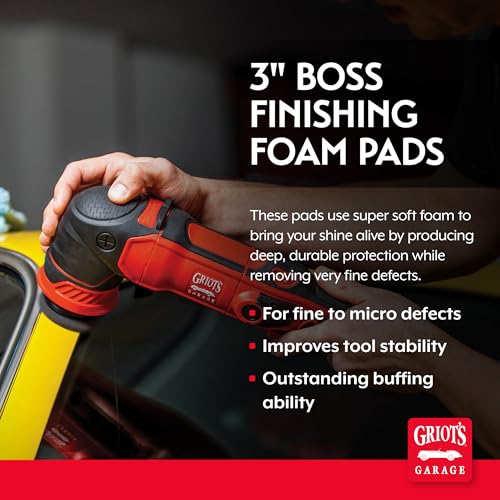 Griot's Garage BOSS 3” Finishing Foam Pads for Car Polishing and Detailing, Buffing Pads for Light Scratch Removal, Auto Wax, and Sealant Application, Set of 3 - size: 3 Inch Pads (Set of 3)