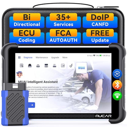 MUCAR 892BT AI-Assisted Bidirectional Scan Tool, Full System OBD2 Scanner, Bi-Directional OBD2 Scanner Diagnostic Tool,ECU Coding, 35 Services, FCA Autoauth, CANFD and DOIP, Free Lifetime Updates