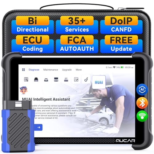 MUCAR 892BT AI-Assisted Bidirectional Scan Tool, Full System OBD2 Scanner, Bi-Directional OBD2 Scanner Diagnostic Tool,ECU Coding, 35 Services, FCA Autoauth, CANFD and DOIP, Free Lifetime Updates