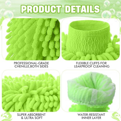 48 Pack Car Wash Mitt Bulk Microfiber, 10'' x 8'' Chenille Car Wash Mitt Gloves, Scratch Free Double Sided No Lint No Marks for Truck SUV and All Vehicle Surfaces (Lime Green) - color: Lime Green