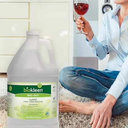 Biokleen Bac-Out Enzyme Cleaner and Stain & Odor Remover for Pet Stains, Laundry, Diapers, Wine, Carpets, & More, Eco-Friendly, Non-Toxic, Lime Scent, 128 Ounces - size: 128 Fl Oz (Pack of 1)