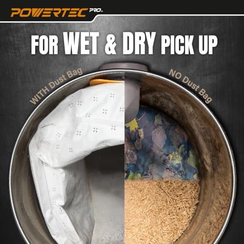 POWERTEC VF3503 Size B Shop Vac Bags Set for Ridgid 4 Pack for Wet + Dry Pickup, 6-9 Gal. Water Resistant & Dry Debris Dust Bags Set (2 of each) for Ridgid HD9000 & Workshop WS32090F2 Wet Dry Vac - size: VF3503 (Size B), style: Wet & Dry Use Set (4PK)