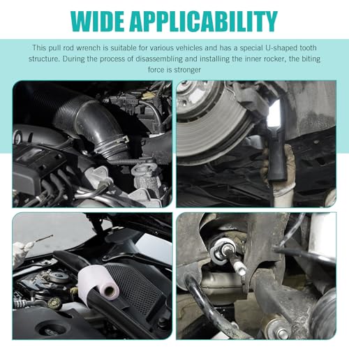 leechioInner Tie Rod Removal Tool, Structure Detachable Steering Wheel Rudder Bar Inner Tie Rod U-Wrench, Multifunctional Inner Pull Rod Tool, Universal for Most Cars Trucks (Black)