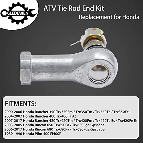 Tie Rod End Kit, Compatible With 2000-2017 Honda Rancher 350/400 / 420 | Ball Joint, Compatible with 03-17 Honda Rincon 650/680, 1989-1990 Honda Pilot 400, Driver Left & Passenger Right Side, 2 Sets - size: 2000-2006 Honda Rancher 350