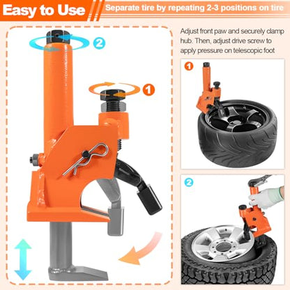 LAIKOU Upgraded Manual Tire Bead Breaker with Rubber Pad Fits 38"- 42" Tires for ATVs UTVs Tractors Trucks Cars Bus, Heavy Duty Bead Breaking Easy Operated Tire Repair Removal Changer Portable Tool