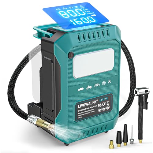 5X Faster Tire Inflator Air Compressor, LIVOWALNY 160PSI Cordless Air Pump Compatible with Makita 18V Battery with Digital Pressure Gauge, Deflator & Auto Shut-Off for Car, Motorcycle (Tool Only) - size: Upgrade Faster-Compatible With Makita