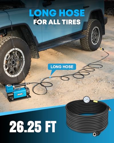 Kohree 12V Air Compressor, 7.06 CFM Fast Tire Inflator, Heavy Duty Tire Pump with Max 150 PSI for Offroad Truck, RV, 4x4 Vehicles - style: Basic-Single Cylinder