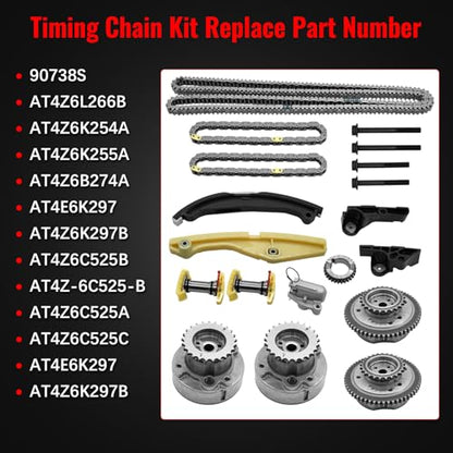 90738S Timing Chain Kit with Water Pump Fit for Ford Explorer Edge Taurus 3.5 3.7, for Lincoln MKX MKZ 3.5L 3.7L 2011-2017, Camshaft Holding Tool with Timing Alignment Holder Tool