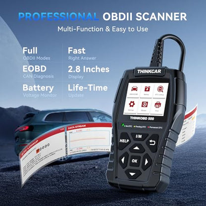 THINKCAR Thinkobd 500 OBD2 Scanner Check Engine Car Code Reader, Full OBD II CAN Diagnostic Scan Tool, Read and Clear Error Codes, Live Data, Vehicle Report, 2.8 Inches Dispaly - size: OBD500