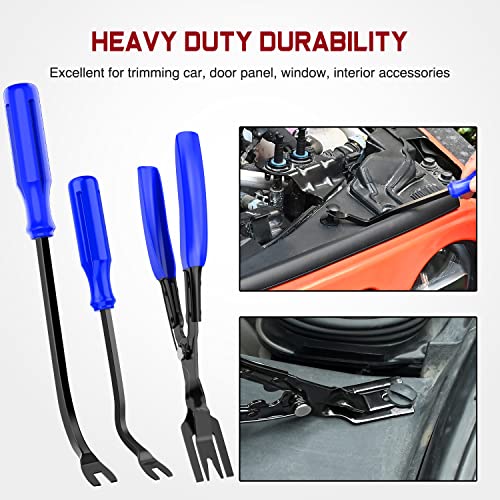 Nilight 238Pcs Trim Removal Tool, Auto Push Pin Bumper Retainer Clip Set Fastener Terminal Remover Tool Adhesive Cable Clips Kit Car Panel Radio Removal Auto Clip Pliers - color: 238 Clips+ Remover Tools Blue
