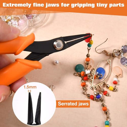 Mini Long Nose Pliers Specialty Pointed Nose Tweezer Nose Pliers | 1.5mm Diameter Tip, Serrated Jaws, Precision Needle Nose Chain Nose Plier for Jewelry Making Wire Wrapping, Object Gripping - style: Long Nose Pliers Serrated Jaws