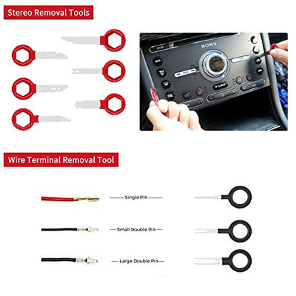 Trim Removal Tool, 200PCS Trim Tool Auto Removal Kit, Plastic Panel Fastener Removal Tool, Trim Removal Kit for Car/Trim/Panel/Door/Audio/Auto Clip Pliers/Terminal Removal Tool Kit (Red) - color: Red-200PCS