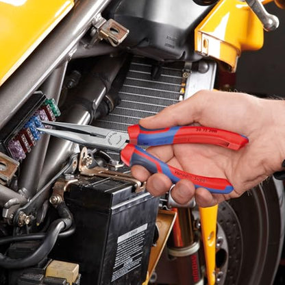 KNIPEX Tools - Long Nose Pliers With Cutter, Multi-Component (2612200), Multi-Colour, 8 inches