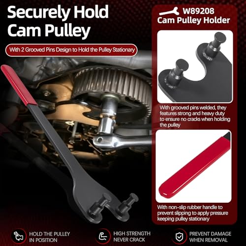 Sunluway for Toyota 3.4L V6 Engine Crankshaft Damper Pulley Holding Tool & Cam Pulley Holder W89208 fits Tacoma 4Runner T100 Tundra Pickup, Harmonic Damper and Camshaft Pulley Holding Tool