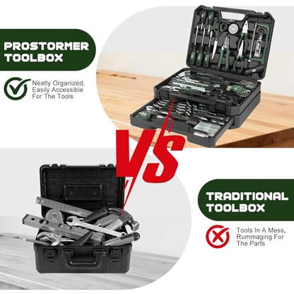 Prostormer 269-Piece Tool Set, Complete Tool Kit for Home, Auto and Mechanics Repair, General Household Hand Tool Box with Drawer for Men & Women (Green) - color: Green