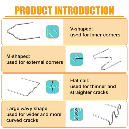 1200PCS Plastic Welder Staples - 6 Different Shapes 0.6 0.8mm Hot Staples Car Plastic Welding Kit with Storage Box - Stainless Steel Bumper Welding Rods Nails Repair Kit for Dashboard Lamp Holder