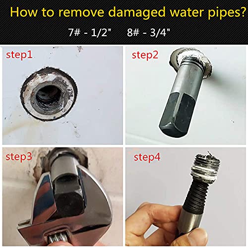 8Pcs Broken Bolt & Screw Extractor Set 1/8"-3/4" for Plumbing & Auto Repair, Fits stripped rusted fasteners | Left Hand Spiral Remover Kit, with storage case, removes broken water pipes & damaged bolts for DIYers & mechanics - size: A 1/8”- 3/4”