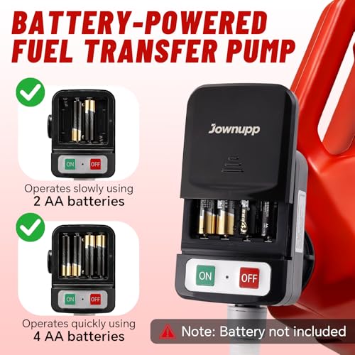 Portable Fuel Transfer Pump with Auto-Stop, 51" Extra Long Hose, 3.2 Gallon per Min, 4 Can Adapters and Leak protection, Automatic Powered Gas Pump for Oil, Diesel and Gasoline