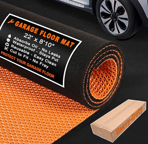Extra-Large Garage Mat 22' x 8'10" - Durable Oil Mat for Garage Mats for Floor Under Car, Washable Garage Rug, Absorbent Floor Mats with Waterproof Liner, Garage Carpet, Oil Change Pad, Car Rug - size: 8'10" x 22' (Rectangular)
