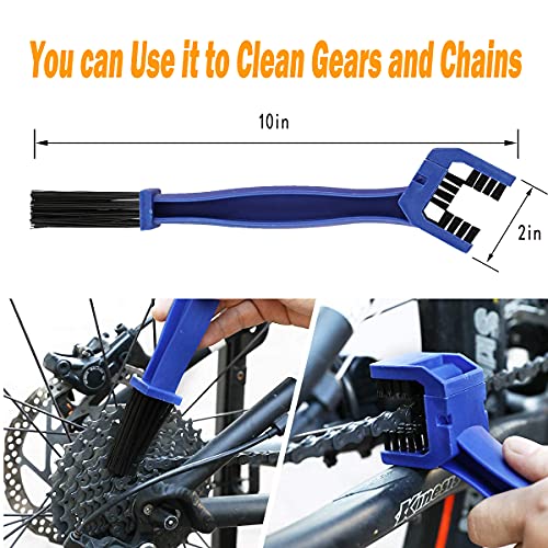 10pcs Bike Cleaning Kit, Bicycle Clean Brush Tool Including Chain Cleaner for Cycling,Bike Chain Cleaner Brush Suitable fo Mountain/Dirt/MT/Road/BMX Bike