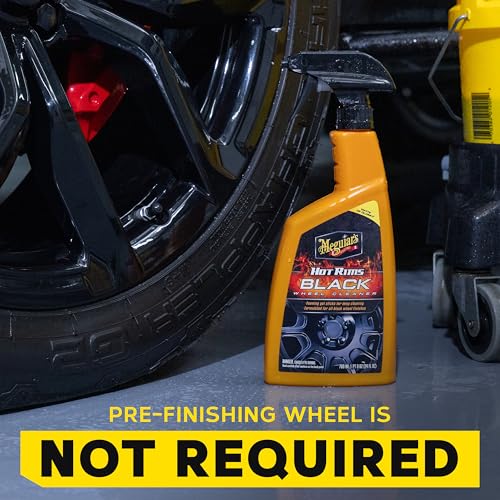 Meguiar's Hot Rims Black Wheel Cleaner, Deep Foaming Gel Specially Formulated to Effectively Clean Matte, Gloss, Satin, and Chrome Black Wheels, 24 Oz Spray Bottle - size: 24 Ounce (Pack of 1), style: Hot Rims Black Wheel Cleaner