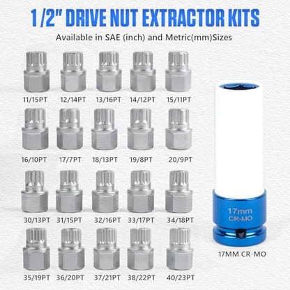 BELEY Wheel Lock Lug Nuts Set, Automotive Anti-Theft Wheel Screws Removal Key Socket Kit for BMW (21pcs for BMW)