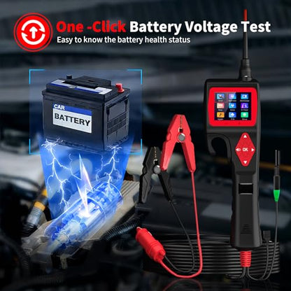 P200 Power Circuit Probe Tester, 9V-30V Automotive Electrical Circuit Tester with 2.4" LCD Screen, Multi-Function Car Diagnostic Tool for Voltage Resistance Relay Injector Test