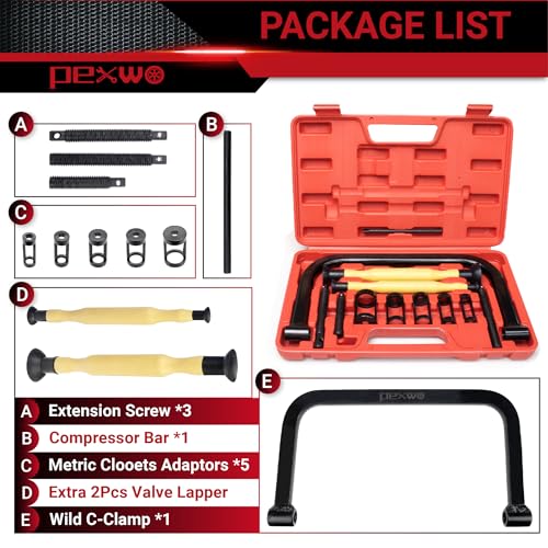 Valve Spring Compressor Set, 10-Piece Valve Spring Removal Tool & 2-Piece Valve Lappers, Small Engine Valve Spring Compressor, Designed for Motorcycle, ATV, Car