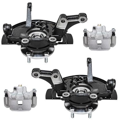Detroit Axle - 2.5L Front Knuckles Brake Calipers for 2002-2006 Nissan Altima 2003 2004 2005 Replacement Steering Knuckles and Wheel Bearing Hubs Assembly Disc Brake Calipers w/Brackets - size: 4BU50546/Kit