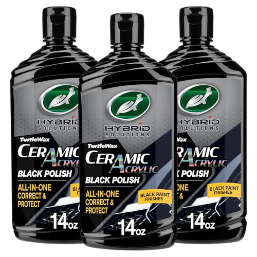 Turtle Wax Hybrid Solutions Ceramic Acrylic Black Car Polish and Wax, Car Scratch Remover & Car Paint Restorer for Black Cars, Deep Shine, Ceramic Coating Protection & Water Beading, 14 oz (Pack of 3) - size: 14 Fl Oz (Pack of 3)