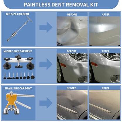 97PCS Dent Puller Kit, Paintless Auto Body Dent Repair Kit with Golden Lifter, Slide Hammer T-bar Dent Puller, Bridge Puller, Suction Cup and Glue Gun for Car Dent Remove Auto Body Dent Removal Kit