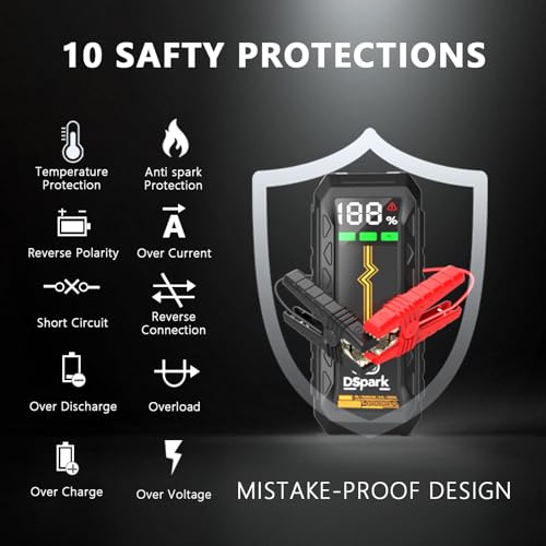 Car 4000A Jump Starter for Up to 8.5L Diesel & All Gas Engines, 12V Lithium Battery Booster Pack Jump Box, Portable Power Bank, 3 Modes LED Flashlight, 88.8W Quick Charge & Safety Protection - style: G69H