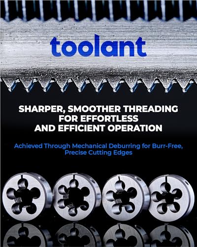 toolant 45pcs SAE Tap and Die Set, 1/4"-1" Large Threading Set with Round Dies for Cutting and Rethreading Internal and External Threads - size: 45pcs SAE (1/4"-1")