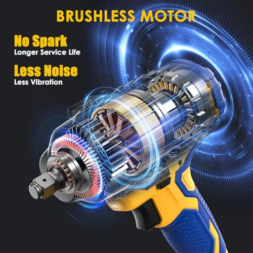 Cordless Impact Wrench for DEWALT 20V Battery | 1/2 Inch Brushless Motor High Torque Power Impact Gun, 1000 Ft-lbs(1360NM), 3-Mode Speed, LED Light(Bare Tool Only)