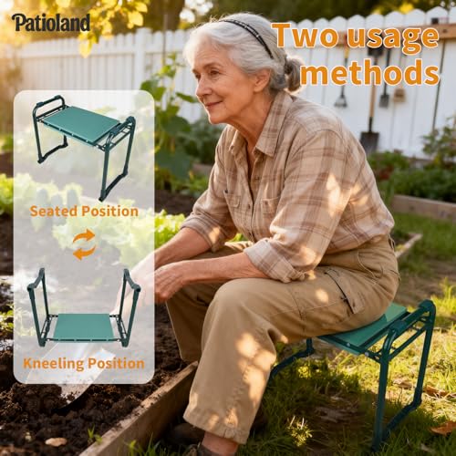 Garden Kneeler and Seat with 2 Tool Bags, 10.2" Widen Heavy Duty Thicken Soft Kneeling Pad, 2-in-1 Folding Garden Stool, Outdoor Yard Work Seat, Ideal Gardening Gifts for Mom, Women, Grandma - size: Model B
