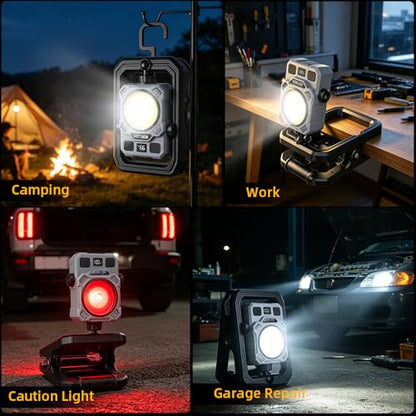 Rechargeable Work Light Magnetic LED Portable Flood Light for Power Cuts, with 360° Rotating Clip, 5 Modes, 6000LM Under Hood Work Light Bar for Camping, Car Repair, Emergency clamp Lamp