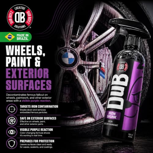 DUB BOYZ Iron Remover for Cars - 16oz Color-Changing Wheel Cleaner, Brake Dust & Iron Particle Decontamination, Safe on Alloy & Painted Wheels, Paint Safe Iron Skunk