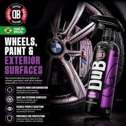 DUB BOYZ Iron Remover for Cars - 16oz Color-Changing Wheel Cleaner, Brake Dust & Iron Particle Decontamination, Safe on Alloy & Painted Wheels, Paint Safe Iron Skunk