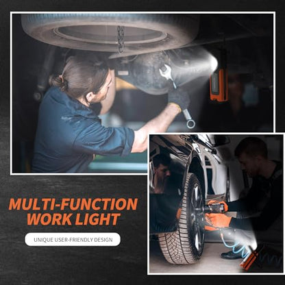 Work Light - LED Rechargeable Work Light with COB 1500LM & 300LM Portable Gooseneck USB Rechargeable - Magnetic Led Worklight, Work Lights Tool for Car Repair, Camping & Job Site Lighting