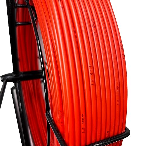 6MM 500FT Fish Tape Fiberglass Reel Stand Duct Rodder Cable Puller Rod Continuous Cable Running Rod - color: Black + Red, size: 6mm*500ft