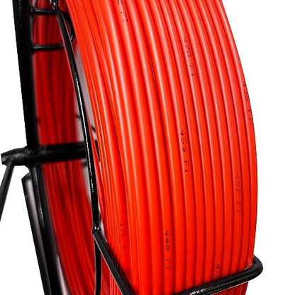 6MM 500FT Fish Tape Fiberglass Reel Stand Duct Rodder Cable Puller Rod Continuous Cable Running Rod - color: Black + Red, size: 6mm*500ft