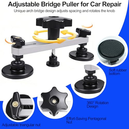 116PCS Car Dent Puller Kit, PDR Tool Kit with Glue Gun, Suction Cups, Bridge Puller & T-Bar Puller, Paintless Dent Repair for Trucks, SUVs, Complete Auto Body Tools for Shop & Advanced DIY User
