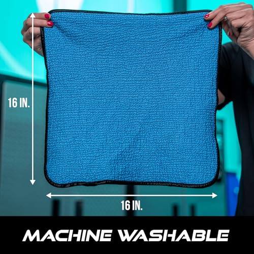 VIKING Glass Microfiber Cleaning Cloth for Car and Home 2 Pack, Glass Towels for Mirror, and Picture Frames, and Car Detailing Kit, 16 inch x 16 inch, Blue - size: 2 Pack